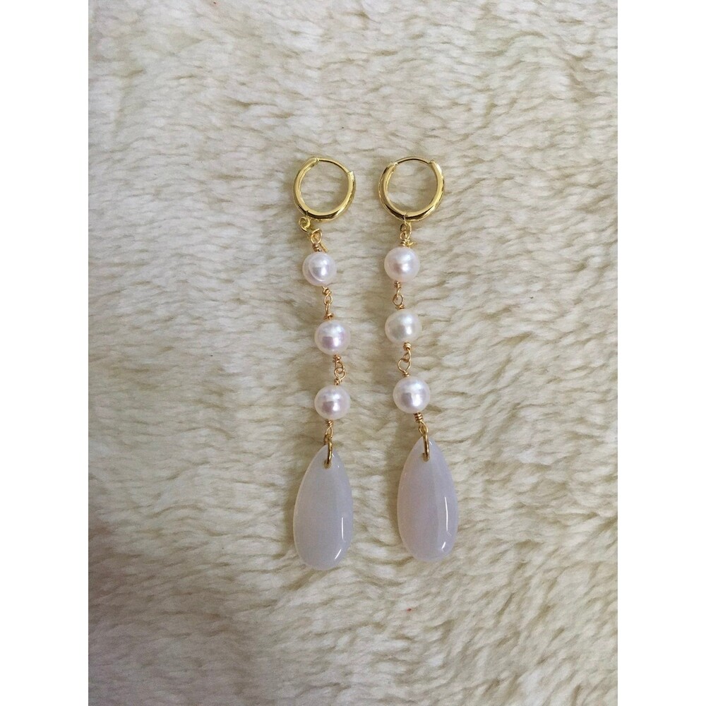 Genuine Fresh Water pearl jade earring